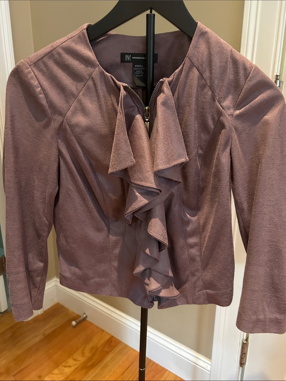 INC International Concepts Dusty purple Ruffle Front Blazer